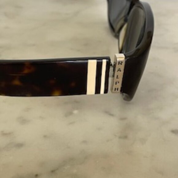 RALPH LAUREN Tortoiseshell Sunglasses Ivory Ribbon Mongram Temple 7585/S - Picture 7 of 16